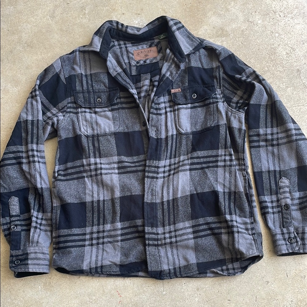 Orvis Black and Gray Plaid Shirt